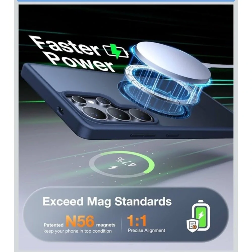 TORRAS for Samsung Galaxy S25 Ultra Case, Fit for MagSafe, Translucent Slim-Navy